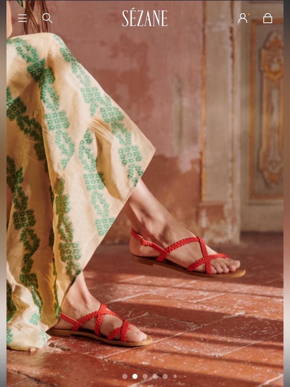 EUC SZ 8 Sezane Adeline Low Sandals in Coral Hand Braided Straps - Comfy & Cute! - Picture 2 of 6